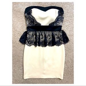 Lace Peplum Mini Body Con Dress